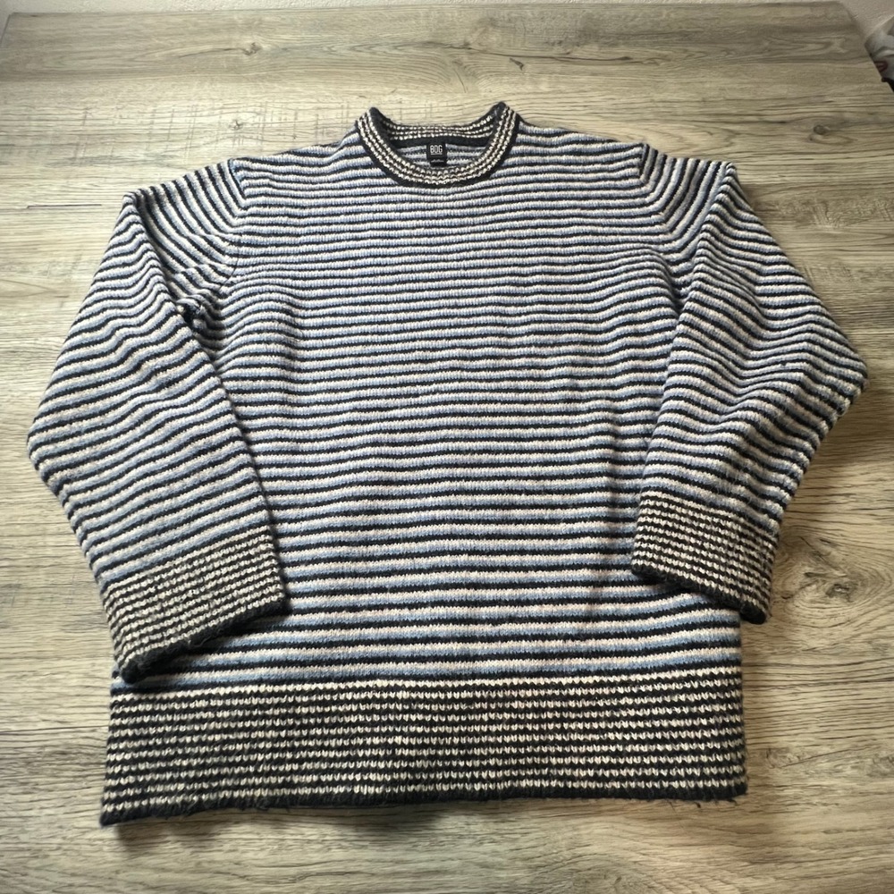 BDG Sweater Mens L Blue Striped Crew Neck Urban Outfitters Pullover Knit O95